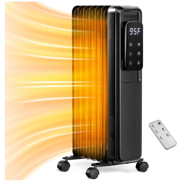Aquecedor a Óleo com Display LCD, 4 Modos, Controle Remoto, Proteção Contra Superaquecimento e Tombamento, 110V 1500W, Kismile, Preto