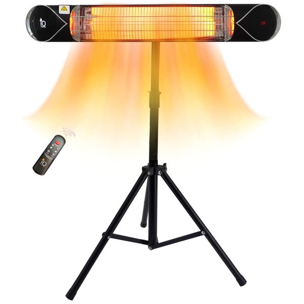 Aquecedor Elétrico Portátil Infravermelho com Suporte Resistente e Controle Remoto, 110V 1500W, IQ HEAT, Preto