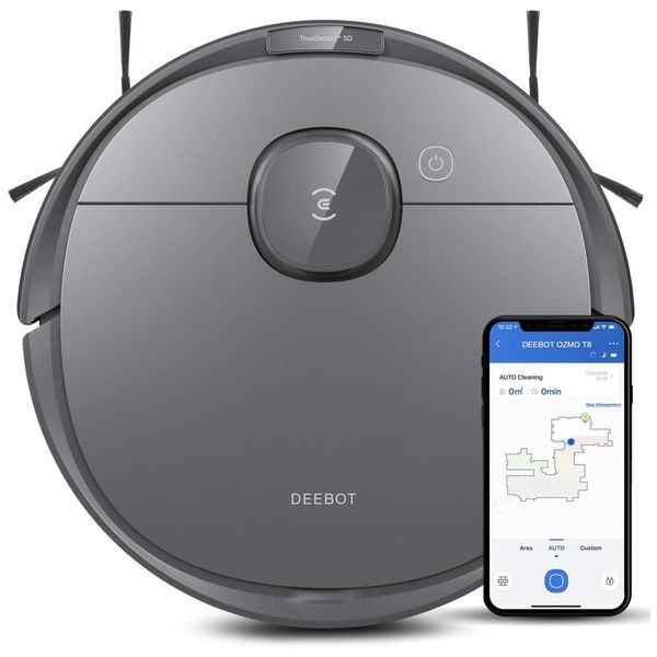 Aspirador Robô com Navegação a Laser, Mapeamento de Vários Andares e Prevenção Inteligente de Objetos, 110V, ECOVACS Deebot T8, Preto