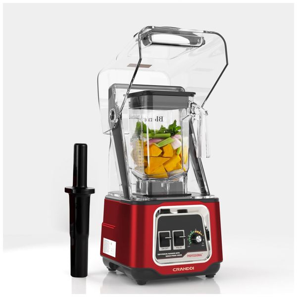 Liquidificador Profissional 1,5L com Proteção Removível à Prova de Som, 110V 2200W, CRANDDI, Vermelho