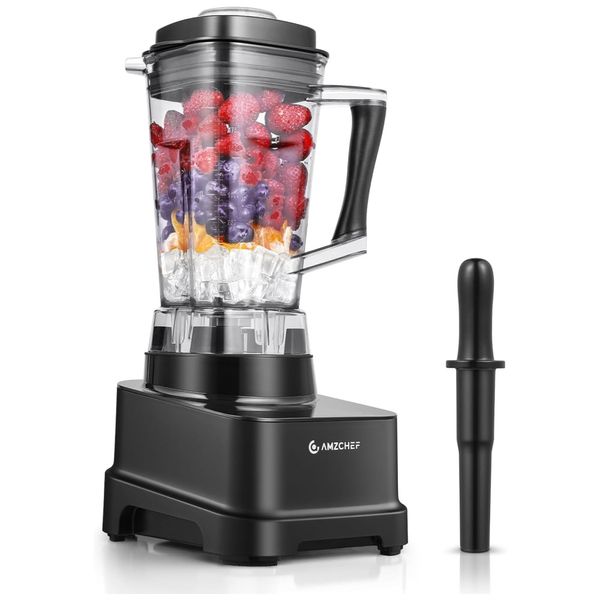 Liquidificador Profissional 8 em 1, 2L com Painel LED, Temporizador, 8 Velocidades e Pulso, 110V 2000W, Amzchef, Preto