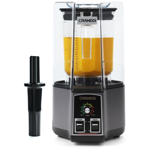 Liquidificador Profissional 2,3L com Desligamento Automático e Tampa Removível à Prova de Som, 110V 1500W, CRANDDI, Cinza