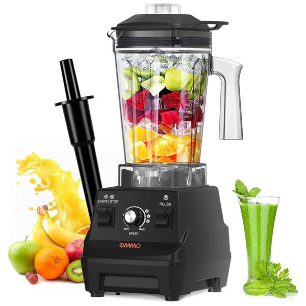 Liquidificador Profissional 1,7L com Alta Velocidade e Lâminas em Aço Inoxidável, 110V 1800W, OMMO, Preto