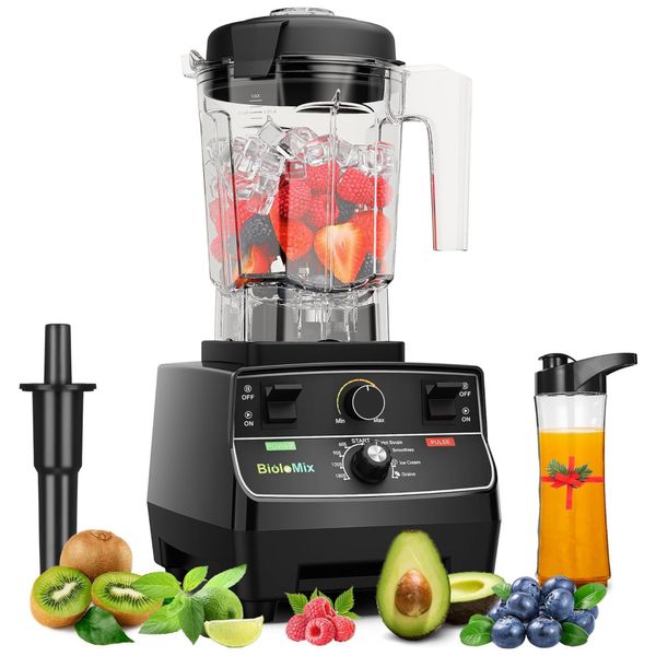 Liquidificador Profissional 2L com Predefinições e Garrafa Portátil, 110V 2200W, Biolomix, Preto