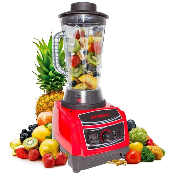 Liquidificador Profissional Multifuncional 2L com Lâmina de Aço Inoxidável, 110V 1200W, ALDKitchen, Vermelho