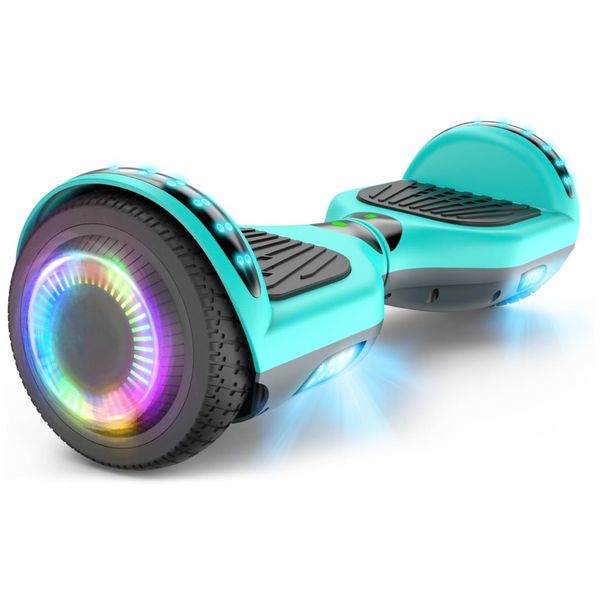 Hoverboard com Luz LED nas Rodas, Alto Falante e Velocidade até 9km/h, para Crianças de 6 a 12 Anos, 110V, SISIGAD, Verde