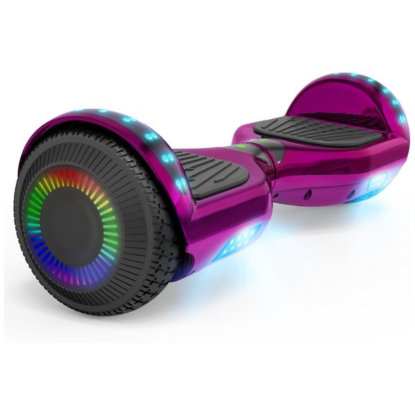 Hoverboard com Luz LED nas Rodas, Alto Falante e Velocidade até 9km/h, para Crianças de 6 a 12 Anos, 110V, SISIGAD, Roxo