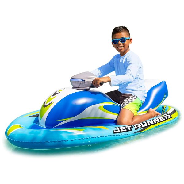 Boia Inflável Motorizada com Múltiplas Velocidades para Crianças Acima de 8 Anos, Poolcandy, Branco e Azul