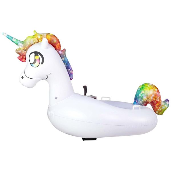 Boia Inflável Motorizada Unicórnio para Adolescentes e Adultos, Poolcandy, Branco