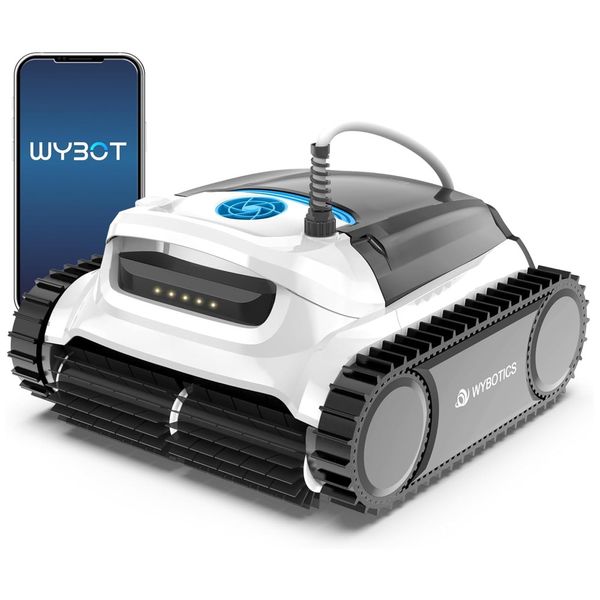 Robô Aspirador de Piscina com Cabo, Escalada em Parede, Mapeamento Inteligente e Controle Remoto para Piscinas até 18m2, 110V, WYBOT WY350, Branco