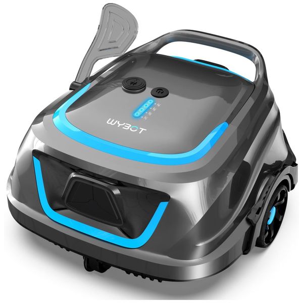 Robô Aspirador de Piscina Sem Fio Com 4 Ciclos de Limpeza, Filtros Duplos e Indicador LED, 110V, WYBOT A1, Cinza e Azul