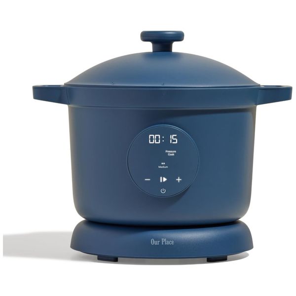 Panela Elétrica 5,6L com 4 Modos de Cozimento, Revestimento Antiaderente e Display LED, 110V 1200W, Our Place, Azul