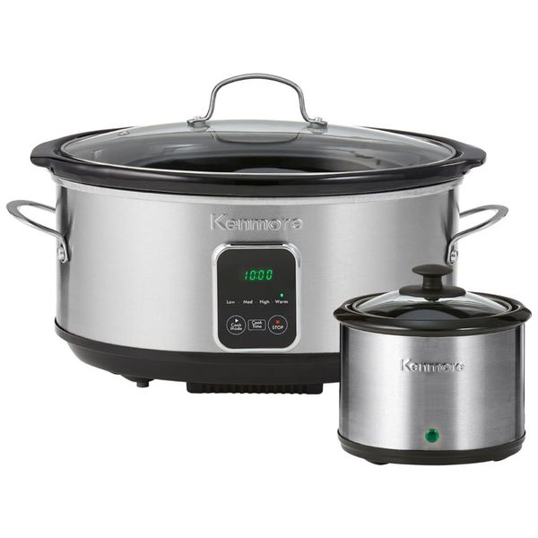 Panela Elétrica Programável 6,6L com Aquecedor de Molhos e Tela Digital em Aço Inoxidável, 110V 38W, Kenmore, Prata
