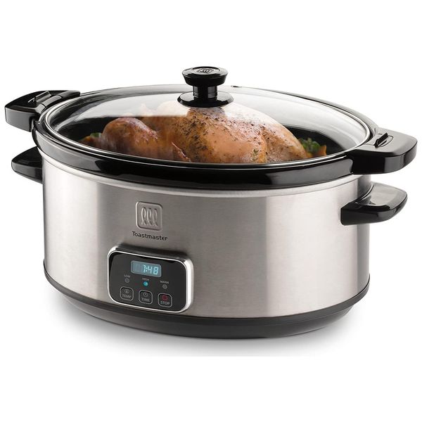 Panela Elétrica em Aço Inoxidável 6,6L com Tampa de Travamento e Painel de LED, 110V 240W, Toastmaster, Prata
