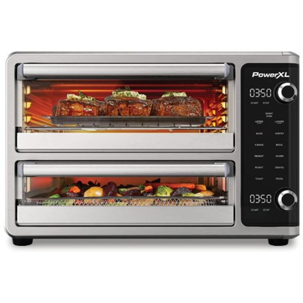 Forno Elétrico em Aço Inoxidável com Porta Dupla e 10 Funções de Cozimento, 110V 1750W, PowerXL, Prata