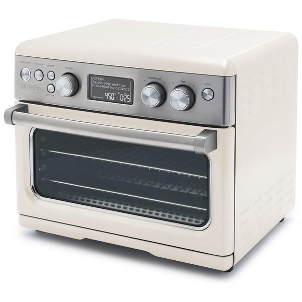 Forno Elétrico com Função Airfryer, 13 Predefinições e Interior Antiaderente, 110V 1800W, GreenPan, Creme