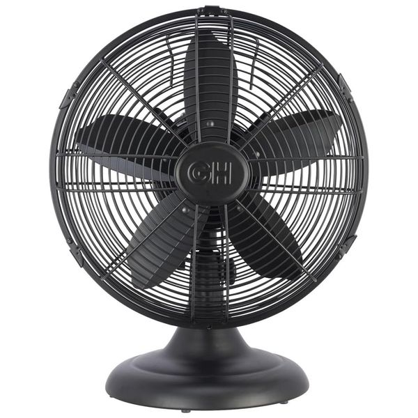 Ventilador de Mesa Retrô com 3 Velocidades, em Metal, 110V 35W, Good Housekeeping 92603, Preto Fosco