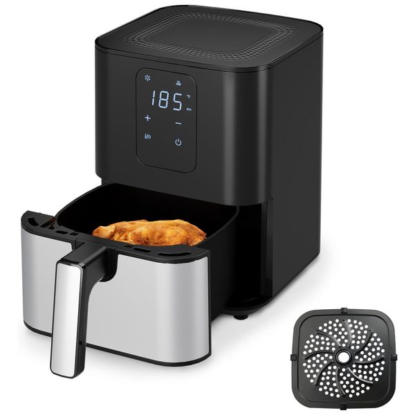 Fritadeira Elétrica Air Fryer 4,2L com Visor Digital e Cesta Antiaderente Compacto e Prático para Sua Cozinha, 110V 1700W, Kitchen Elite, Preta