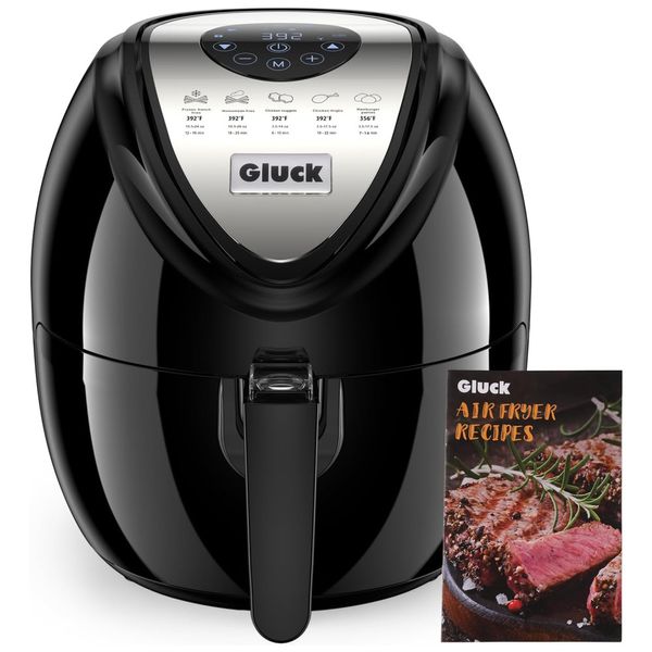 Fritadeira Elétrica Air Fryer 7 em 1, 6,5L com Cesto Duplo Antiaderente Removível, 110V 1800W, Gluck, Preta