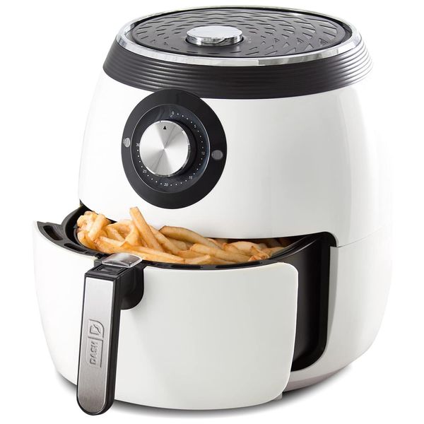 Fritadeira Elétrica Air Fryer 5,6L com Controle de Temperatura e Cesta Antiaderente, 110V 1700W, DASH, Branca