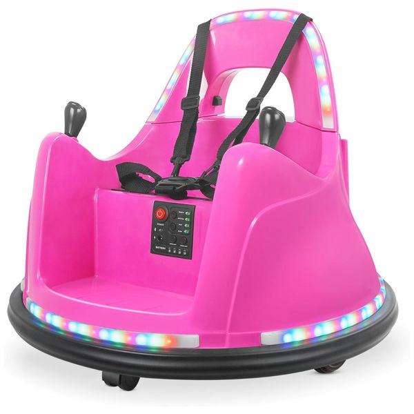 Carro Elétrico Infantil Bate Bate 12V com 2 Velocidades, Controle Remoto e APP, Luzes LED, Bluetooth e Giro de 360º para Crianças de 1 a 5 Anos,