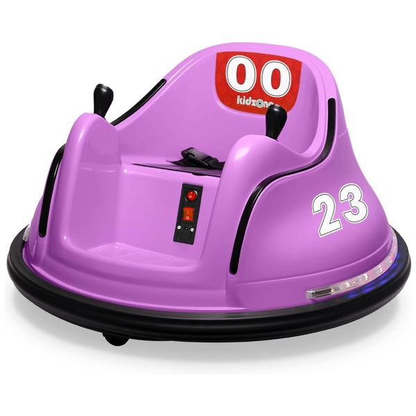 Carro Elétrico Infantil Bate Bate 6V com Adesivo Personalizável, Controle Remoto, Luzes LED e Giro de 360º para Crianças de 1 a 5 Anos, Kidzone, Roxo