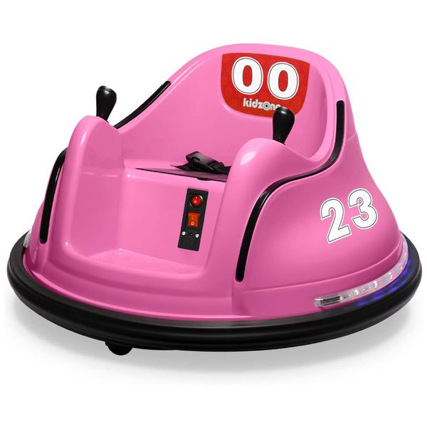Carro Elétrico Infantil Bate Bate 6V com Adesivo Personalizável, Controle Remoto, Luzes LED e Giro de 360º para Crianças de 1 a 5 Anos, Kidzone, Rosa