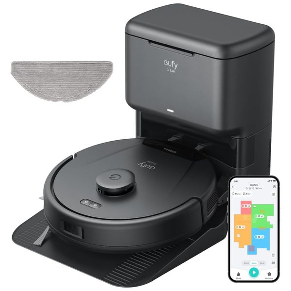 Aspirador Robô com Esvaziamento Automático e Sucção Ultra Forte de 5000PA, 110V, Eufy, Preto