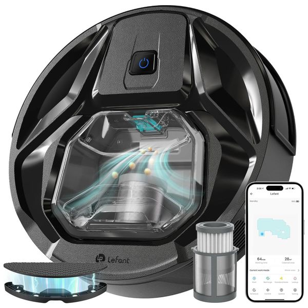 Robô Aspirador de Pó Lefant M320, Detecta Tapetes, Sucção de 6000 Pa, Silencioso, Reservatório de 800 ml, Autonomia de 3,5 Horas
