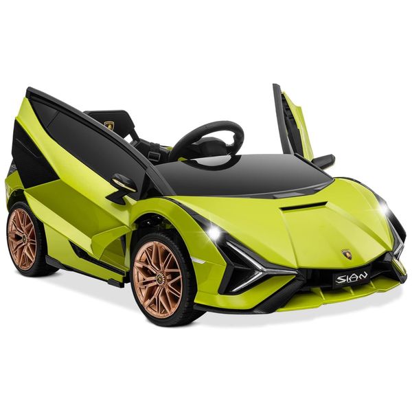 Carro Elétrico Infantil Lamborghini Sian Roadster com 2 Velocidades, Controle dos Pais, Som, Faróis de LED e Portas Hidráulicas, 12V, Kidzone, Verde