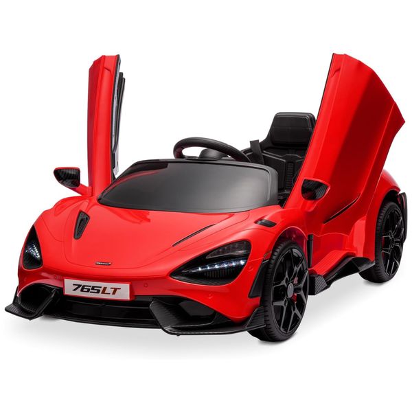 Carro Elétrico Infantil McLaren 765LT com 2 Velocidades, Controle dos Pais, Portas Hidráulicas, Partida Suave, Suspensão e Rodinhas de Treinamento