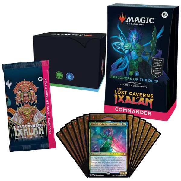 Magic The Gathering As Cavernas Perdidas de Ixalan Deck de Commander,  Exploradores das Profundezas com 100 Cartas e Acessórios