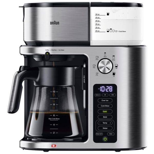 Cafeteira com Temporizador e 7 Opções de Tamanho, 110V 1600W, Braun, Prata