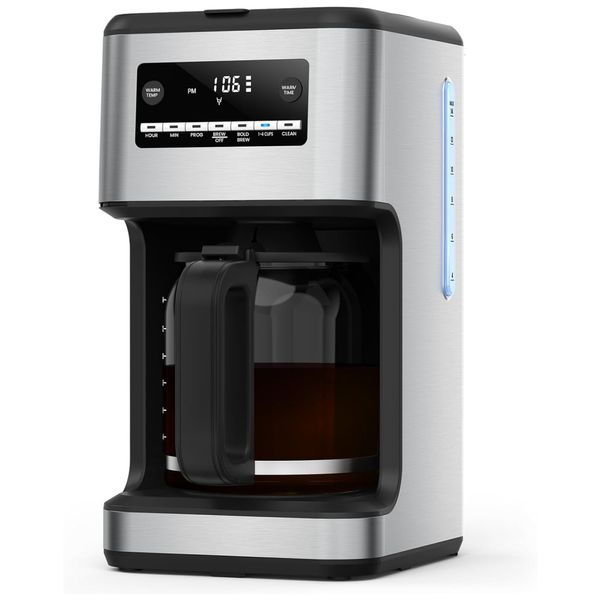 Máquina de Café Programável 14 Xícaras com Desligamento Automático, Sem Gotejamento e Filtro Lavável, 110V, Cowsar, Prata