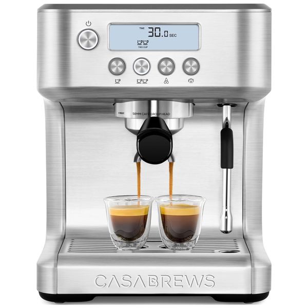 Máquina de Café Expresso com Display LCD e Varinha de Vapor de Leite, 110V 1350W, CASABREWS, Prata