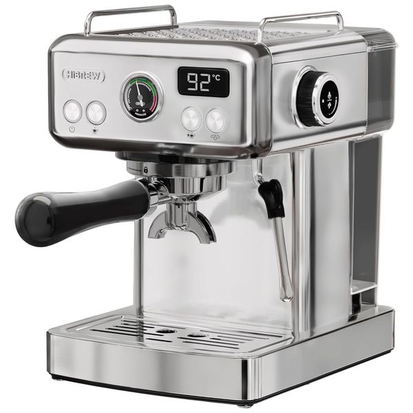 Máquina de Café Expresso Programável 20 Bar com Tanque de Água Removível de 1,8L e Bocal para Leite, 110V, HiBREW, Prata