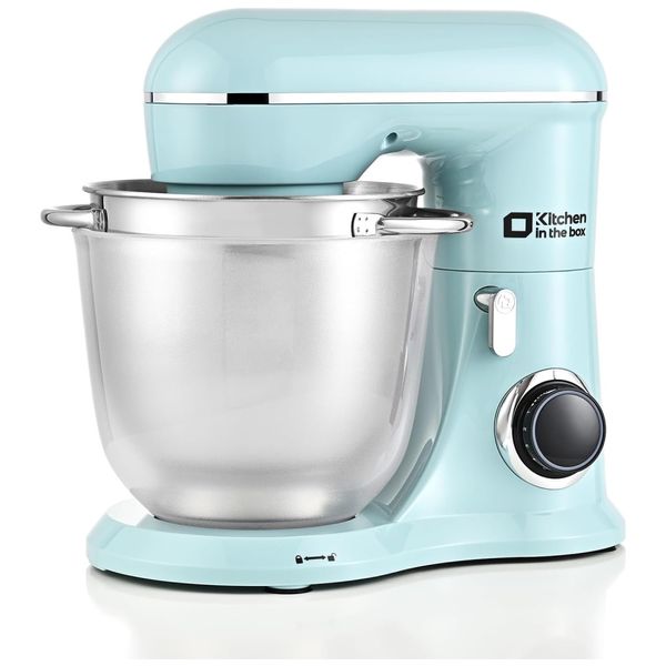 Batedeira 3 em 1, 4,7L com 10 Velocidades, Batedor de Ovos, Gancho de Massa e Batedor Plano, 110V, Kitchen in the box, Azul