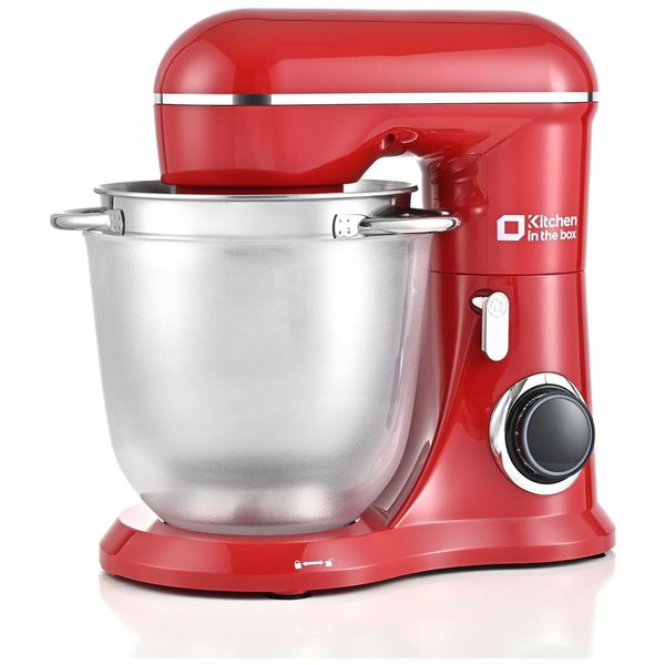 Batedeira 3 em 1, 4,7L com 10 Velocidades, Batedor de Ovos, Gancho de Massa e Batedor Plano, 110V, Kitchen in the box, Vermelho