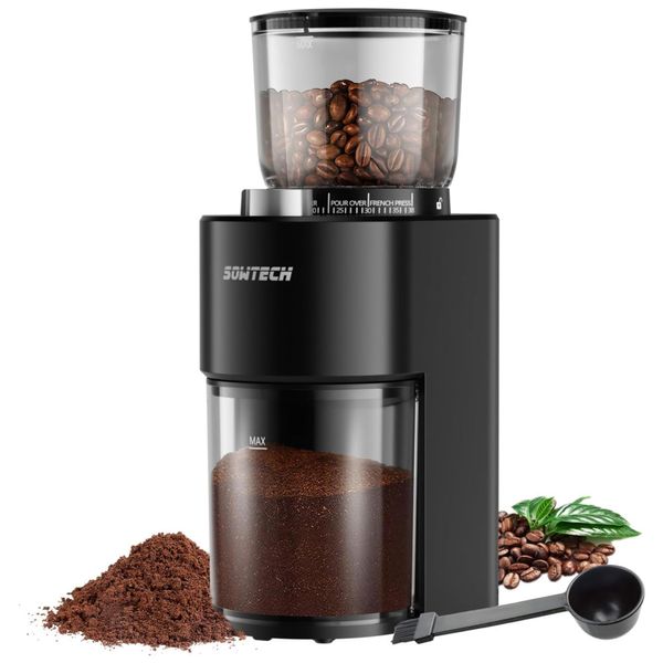 Moedor de Café Elétrico com 38 Configurações de Moagem e Temporizador, 110V, SOWTECH, Preto