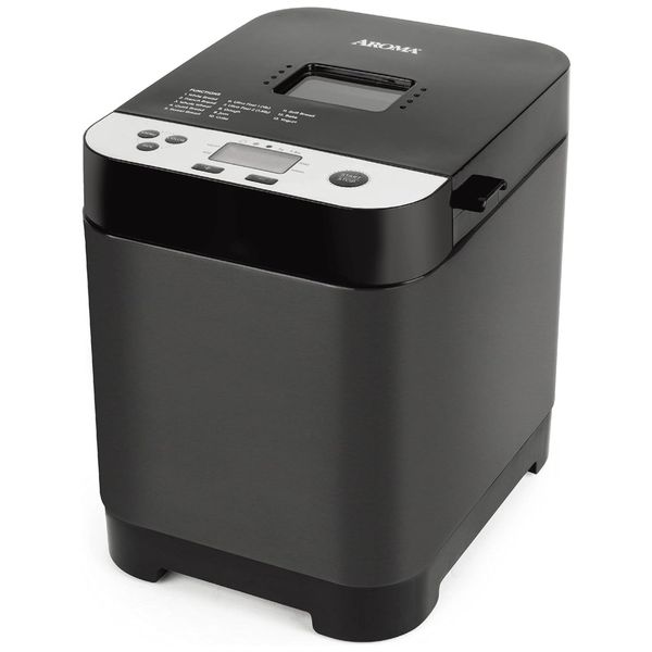 Panificadora Automática com Personalização de Cor da Crosta, Tampa Transparente e Antiaderente, 110V 450W, Aroma Housewares, Preto