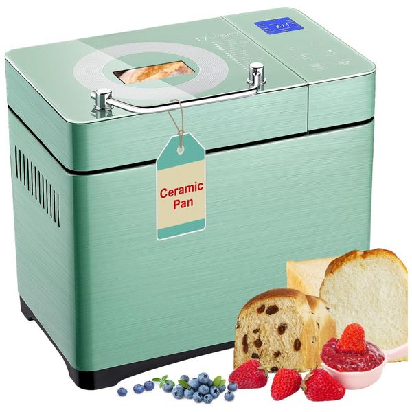 Panificadora Automática Programável de Cerâmica com Capacidade de 1kg e 17 Funções, 110V 710W, KEEPEEZ, Verde