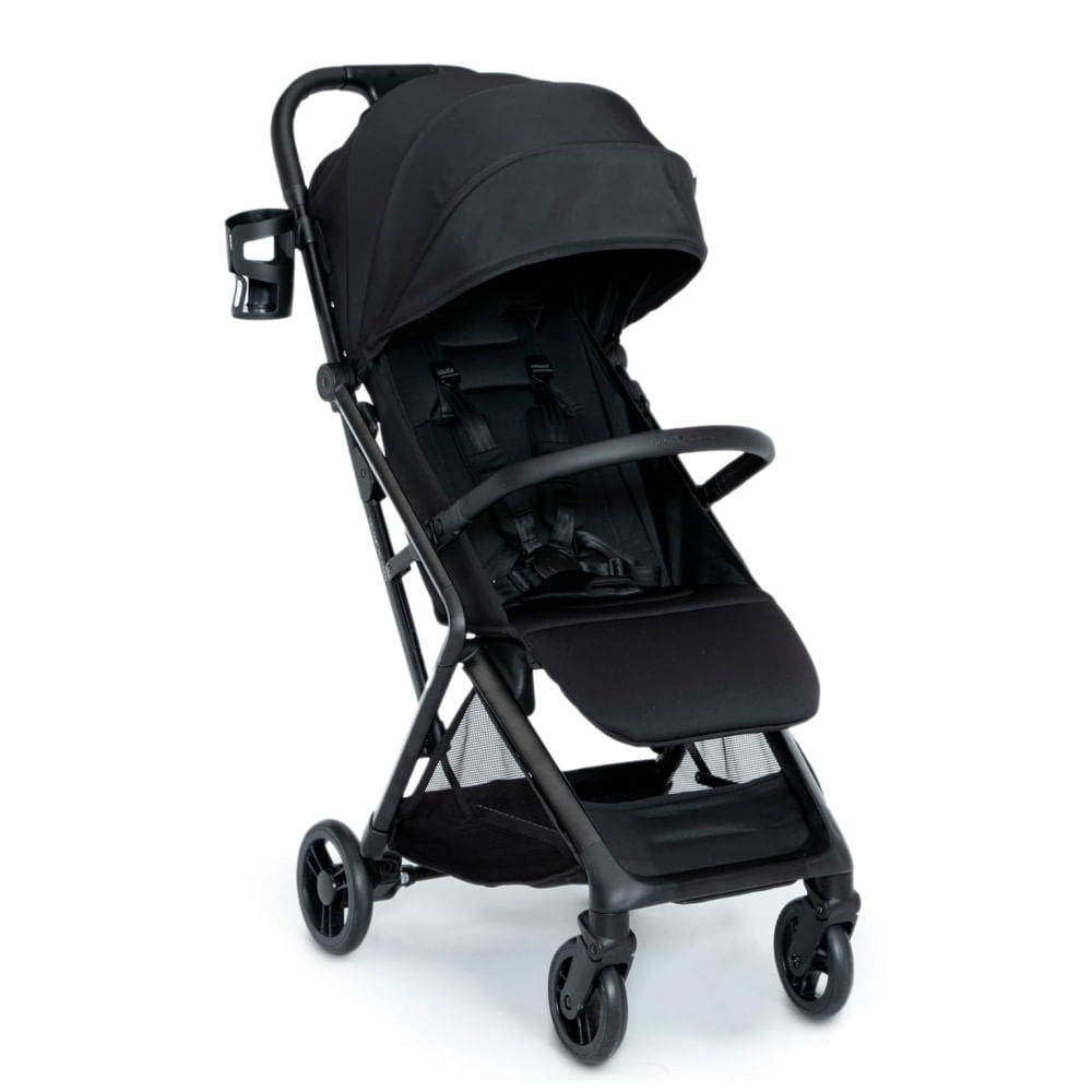 Carrinho de Bebê Ultra Compacto com Suspensão nas 4 Rodas, Reclinação Multiposição e Porta-Copo, Delta Children, Preto