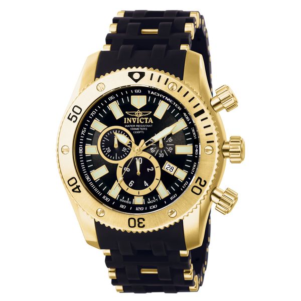 Sea Spider Swiss Ronda 5040.D Relgio Masculino Calibre - 50mm. Ouro. Preto 0140, Invicta