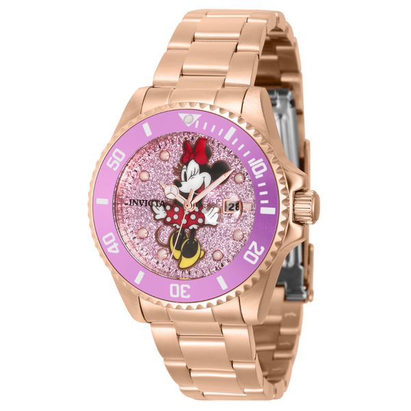 1 EDIO LIMITADA - Relgio feminino Disney Limited Edition Minnie Mouse - 36 mm. Ouro Rosa 41329-N1, Invicta