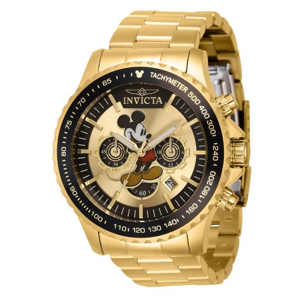 1 EDIO LIMITADA - Relgio masculino Disney Limited Edition Mickey Mouse - 48 mm. Ouro 39177-N1, Invicta
