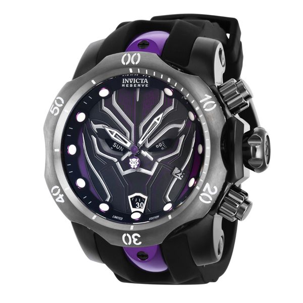 Relgio masculino reserva Marvel Pantera Negra Swiss Ronda Z60 calibre - 53,7 mm. Preto. Roxo 41402, Invicta