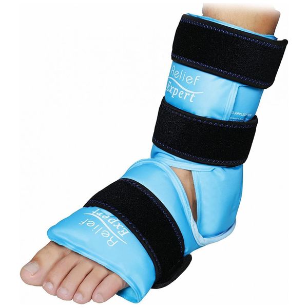 Bota Tornozeleira de Gel Terapira Fria para Alívio da Dor, Tam Médio, Azul Claro