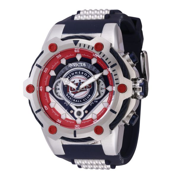 Relgio masculino MLB Minnesota Twins  51,5 mm. Ao. Azul 43496, Invicta