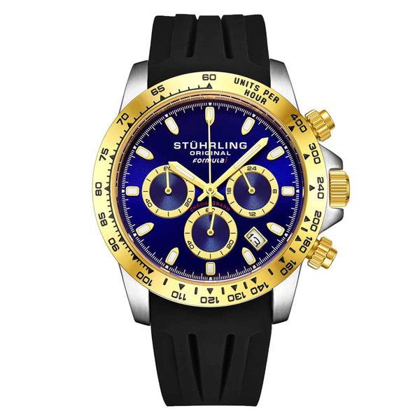Relógio Cronógrafo Formulai 891R 42mm com Mostrador Azul e Pulseira de Aço Inoxidável Prateado - Stuhrling