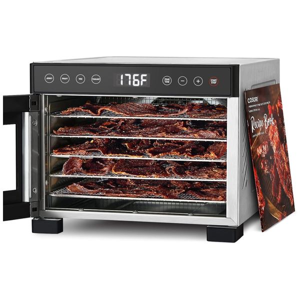 Desidratador de Alimentos com 5 Bandejas em Aço Inoxidável, Controle de Temperatura, 4 Predefinições e Temporizador 48H, 110V 480W, COSORI, Prata